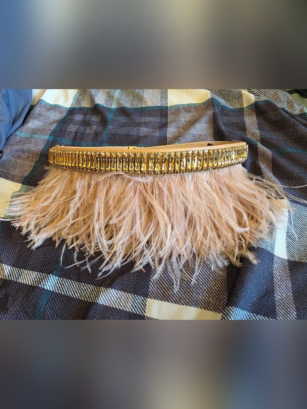 BCBGMAXAZRIA Ostrich Feather Belt